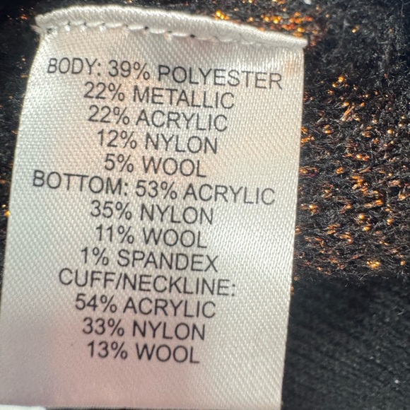 Pam & Gela Black and Brown Metallic Zebra Sweater, Size Small, Crew Neck - Picture 7 of 7